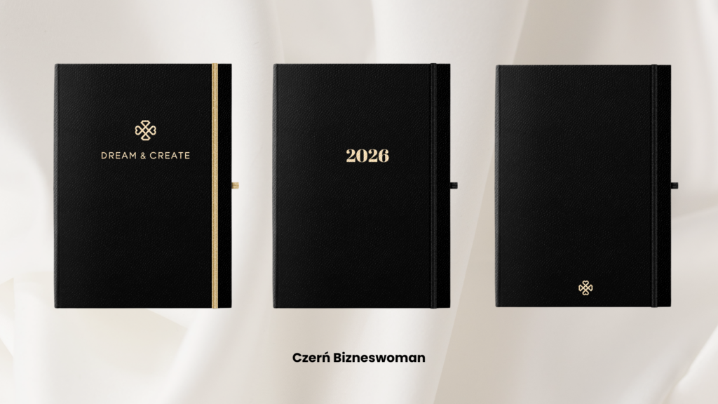 DREAM & CREATE planer 2026 dzienny tygodniowy czarny czerń klasyczny